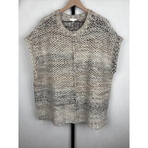 J Jill Pure Jill Sleeveless Sweater Women Size M/L Chunky Knit Boxy Wool Blend